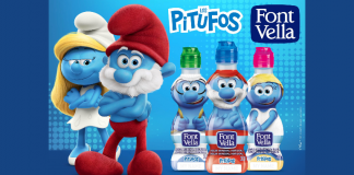 Os Smurfs estampam águas Font Vella em Portugal e na Espanha