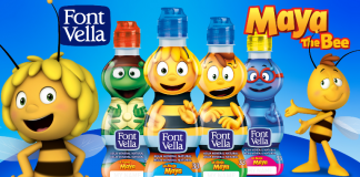 Maya the Bee está nas novas garrafas de água Danone