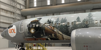 Gol adesiva avião com tema Wizarding World
