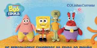Linhas Corrente lança amigurumi de Bob Esponja