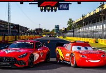 Relâmpago McQueen vira safety car da Fórmula 1 em ação pelos 20 anos de Carros